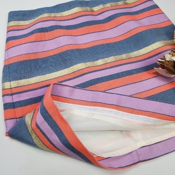 J. Crew  Pink Blue Gold Stripe Mini Skirt 0 - Picture 11 of 11